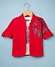 Dapper Dudes Cotton Woven Full Sleeves Lion Printed Jacket With Printed Tee - Red