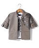 Dapper Dudes Cotton Woven Full Sleeves Lion Printed Jacket With Printed Tee - Grey
