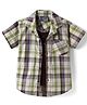 Dapper Dudes Cotton Woven Half Sleeves Checks Shirt With Attached Tee - Green