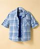 Dapper Dudes Woven Full Sleeves Checkered Shirt with Attached T-Shirt- Blue