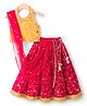Babyhug Georgette Woven Sleeveless Choli Lehenga Set With Floral Embroidery & Dupatta - Pink