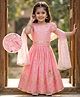 Babyhug Georgette Woven Half Sleeves Sequined Embroidered Choli Lenhenga Set with Dupatta & Lace Detailing - Pink