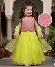 Babyhug Net Woven Sleeveless Floral Embroidered Choli Lehenga Set with Dupatta & Sequin Detailing - Limegreen & Fuschia
