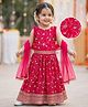 Babyhug Georgette Woven Sleeveless Chinnon Embroidered Choli Lehenga Set with Dupatta & Lace Detailing- Pink