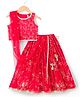Babyhug Georgette Woven Sleeveless Chinnon Sequin Embroidered Choli Lehenga  & Dupatta Set with Lace Detailing -  Red