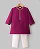 Babyhug Cotton Blend Woven Full Sleeves Kurta Pyjama Set with Foil Polka Dot Print - Fuchsia
