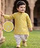 EARTHY TOUCH Cotton Jersey Knit Full Sleeves Kurta Dhoti Set With Floral Print - Yellow