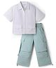 Babyhug Cotton Woven Half Sleeves Solid Top & Pant Set - White & Light Green