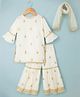 Babyhug Georgette Woven Three Fourth Sleeves Kurti Gharara Set With Floral Sequin Detailing & Dupatta - Off White