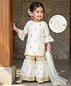 Babyhug Georgette Woven Three Fourth Sleeves Kurti Gharara Set With Floral Sequin Detailing & Dupatta - Off White
