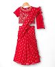 Babyhug Woven Half Sleeves Floral Embroidered Blouse With Georgett Foil Printed Saree - Red