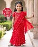 Babyhug Woven Half Sleeves Floral Embroidered Blouse With Georgett Foil Printed Saree - Red