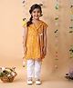 Kinder Kids Cotton Woven Half Sleeves Bandhani Printed Kurti & Pant Set - Yellow