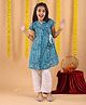 Kinder Kids Cotton Woven Half Sleeves Bandhani Printed Kurti & Pant Set - Blue
