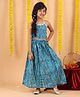 Kinder Kids Cotton Woven Sleeveless Bandhni Printed Coordinating Top & Lehenga Set - Blue