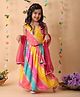 Kinder Kids Cotton Woven Sleeveless Ombre Ethnic Floral Design Foil Printed Coordinating Top & Lehenga Set With Dupatta - Pink