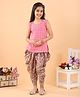 Kinder Kids Cotton Woven Sleeveless Abstract Printed Kurti & Dhoti Set - Peach