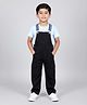 Kiddopanti Cotton Knit Solid Dungaree With Half Sleeves Tee  - Blue & Black