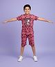 Kiddopanti Cotton Knit Half Sleeves Alien Printed Tie Dye Coordinating Tee & Shorts Set - Light Coral