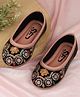 SHOES FOR JUNIORS Floral Thread Work Embroidered & Sequins Embellished Mojaris - Dark Pink