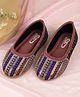 SHOES FOR JUNIORS  Sequins Embellished Threadwork Detailed Mojaris - Purple