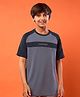 Technosport Knit Half Sleeves  Colour Blocked Brand Name Printed Quick Dry Tee - Grey