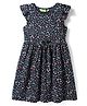 Tiara Cotton Spandex Knit Half Sleeves Hearts Printed Dress - Black