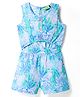 Tiara Cotton Knit Sleeveless Abstract Printed Jumpsuit - Blue