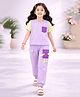 Tiara Cotton Knit Half Sleeves Colour Blocked Tee & Pocket Patch Detailed Joggers Set - Lilac