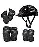 Jaspo Tyro Complete Protective Gear Set for Kids | Helmet with Knee Pads, Elbow Pads & Wrist Guards for Skating, Cycling & Skateboarding(Black) (6-14 Years)