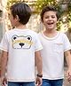 Arias 100% Cotton Knit Half Sleeves T-Shirt with Back Bear Print - White
