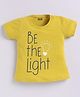 Kidcity Cotton Sinker Knit Half Sleeves Be The Light Text Printed Top - Mustard