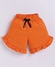 Kidcity Cotton Sinker Knit Polka Dots Printed Bow Applique Detailed Shorts - Orange