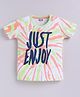 Kidcity Cotton Knit Half Sleeves Abstract & Just Enjoy Text  Printed Tee - White
