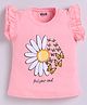 Kidcity Cotton Sinker Knit Half Frill Sleeves Floral & Butterfly Printed Top - Light Peach