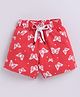Kidcity Cotton Sinker Knit Butterfly Printed Shorts - Red