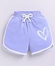 Kidcity Cotton Sinker Knit Heart Printed Bow Applique Detailed Shorts - Violet