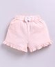 Kidcity Cotton Sinker Knit Polka Dots Printed Bow Applique Detailed Shorts - Peach