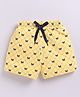 Kidcity Cotton Sinker Knit Checked & Bow Printed Shorts - Yellow