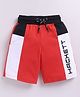 Kidcity Cotton Knit Colour Blocked & Hackett Text Printed Shorts - Red