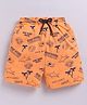 Kidcity Cotton Knit Beach Theme Printed Shorts - Orange