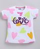 Kidcity Cotton Sinker Knit Half Sleeves Heart & Love Yourself Text Printed Top - White