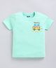 Kidcity Cotton Knit Half Sleeves Bus & Travel Text Printed Tee - Light Green