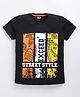 Kidcity Cotton Knit Half Sleeves Street Style Text Printed Tee - Black