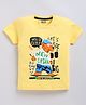 Kidcity Cotton Knit Half Sleeves Animal & Abstract Text Printed Tee - Off White