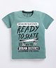 Kidcity Cotton Knit Half Sleeves Ready To Skate Text Printed Tee - Olive Green