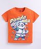 Kidcity Cotton Knit Half Sleeves Panda & Panda Ninja Text Printed Tee - Orange