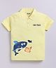 Kidcity Cotton Knit Half Sleeves Shark Printed Polo Tee - Yellow