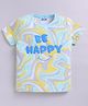 Kidcity Cotton Knit Half Sleeves Abstract & Be Happy Text Printed Tee - White