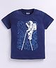 Kidcity Cotton Knit Half Sleeves Space Theme Printed Tee - Navy Blue